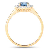 1.03 Carat Genuine Blue Sapphire and White Diamond 14K Yellow Gold Ring