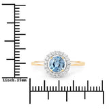1.03 Carat Genuine Blue Sapphire and White Diamond 14K Yellow Gold Ring