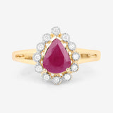 1.31 Carat Genuine Ruby and White Diamond 10K Yellow Gold Ring