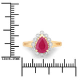1.31 Carat Genuine Ruby and White Diamond 10K Yellow Gold Ring