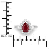 1.31 Carat Genuine Ruby and White Diamond 14K White Gold Ring