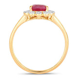 1.31 Carat Genuine Ruby and White Diamond 14K Yellow Gold Ring