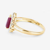 1.31 Carat Genuine Ruby and White Diamond 14K Yellow Gold Ring