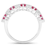 1.61 Carat Genuine Ruby and White Diamond 14K White Gold Ring