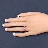 1.61 Carat Genuine Ruby and White Diamond 14K White Gold Ring