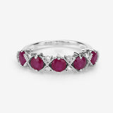 1.61 Carat Genuine Ruby and White Diamond 14K White Gold Ring