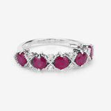1.61 Carat Genuine Ruby and White Diamond 14K White Gold Ring