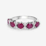 1.61 Carat Genuine Ruby and White Diamond 14K White Gold Ring
