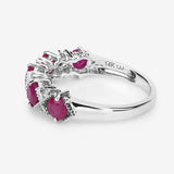 1.61 Carat Genuine Ruby and White Diamond 14K White Gold Ring
