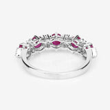 1.61 Carat Genuine Ruby and White Diamond 14K White Gold Ring