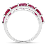 3.24 Carat Genuine Ruby and White Diamond 14K White Gold Ring