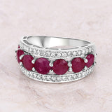 3.24 Carat Genuine Ruby and White Diamond 14K White Gold Ring