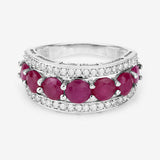 3.24 Carat Genuine Ruby and White Diamond 14K White Gold Ring