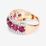 3.24 Carat Genuine Ruby and White Diamond 14K Yellow Gold Ring
