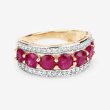 3.24 Carat Genuine Ruby and White Diamond 14K Yellow Gold Ring