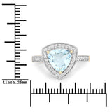 1.58 Carat Genuine Aquamarine and White Diamond 14K Yellow Gold Ring
