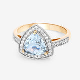 1.58 Carat Genuine Aquamarine and White Diamond 14K Yellow Gold Ring