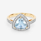 1.58 Carat Genuine Aquamarine and White Diamond 14K Yellow Gold Ring