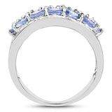 2.76 Carat Genuine Tanzanite and White Topaz .925 Sterling Silver Ring