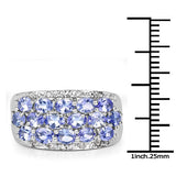 2.76 Carat Genuine Tanzanite and White Topaz .925 Sterling Silver Ring