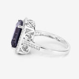 3.70 Carat Genuine Iolite and White Diamond 14K White Gold Ring