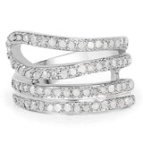 0.83 Carat Genuine White Diamond .925 Sterling Silver Ring