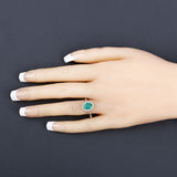 1.34 Carat Genuine Zambian Emerald and White Diamond 10K White Gold Ring