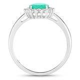1.34 Carat Genuine Zambian Emerald and White Diamond 10K White Gold Ring