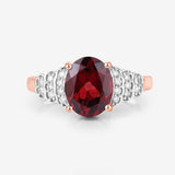 2.87 Carat Genuine Rhodolite and White Diamond 14K Rose Gold Ring