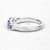 1.11 Carat Genuine Tanzanite .925 Sterling Silver Ring