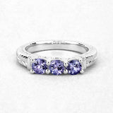 1.11 Carat Genuine Tanzanite .925 Sterling Silver Ring
