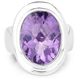 9.01 Carat Genuine Amethyst .925 Sterling Silver Ring