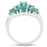 2.21 Carat Genuine Emerald and White Diamond .925 Sterling Silver Ring