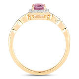 0.80 Carat Genuine Pink Sapphire and White Diamond 14K Yellow Gold Ring