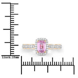 0.80 Carat Genuine Pink Sapphire and White Diamond 14K Yellow Gold Ring