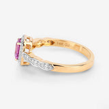 0.80 Carat Genuine Pink Sapphire and White Diamond 14K Yellow Gold Ring