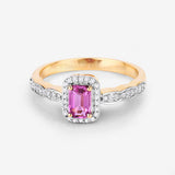 0.80 Carat Genuine Pink Sapphire and White Diamond 14K Yellow Gold Ring
