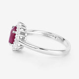 1.64 Carat Genuine Ruby and White Diamond 14K White Gold Ring