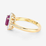 1.64 Carat Genuine Ruby and White Diamond 14K Yellow Gold Ring