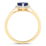 0.73 Carat Genuine Blue Sapphire and White Diamond 14K Yellow Gold Ring
