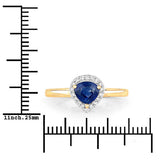 0.73 Carat Genuine Blue Sapphire and White Diamond 14K Yellow Gold Ring