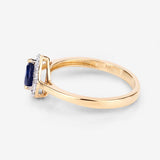 0.73 Carat Genuine Blue Sapphire and White Diamond 14K Yellow Gold Ring