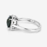 2.64 Carat Genuine Green Tourmaline and White Diamond 14K White Gold Ring