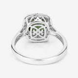 2.64 Carat Genuine Green Tourmaline and White Diamond 14K White Gold Ring