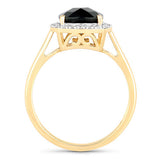 2.64 Carat Genuine Green Tourmaline and White Diamond 14K Yellow Gold Ring