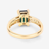 1.91 Carat Genuine Green Tourmaline and White Diamond 14K Yellow Gold Ring
