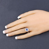 1.31 Carat Genuine Blue Sapphire and White Diamond 18K Yellow Gold Ring