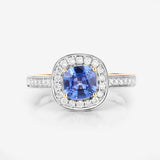 1.31 Carat Genuine Blue Sapphire and White Diamond 18K Yellow Gold Ring