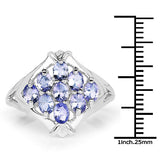 1.53 Carat Genuine Tanzanite .925 Sterling Silver Ring