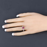 0.95 Carat Genuine Ruby and White Diamond 10K White Gold Ring